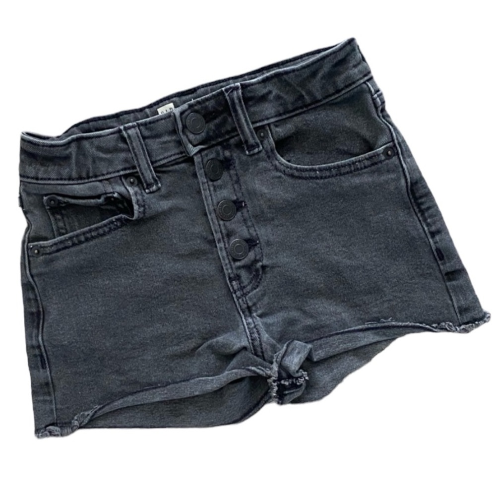 GAP Jean Shorts High Rise size 10 exposed button fly cut off high waist gray